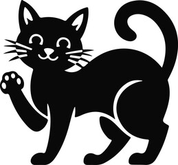 Naklejka premium Jumping Cat Silhouette Illustration Design