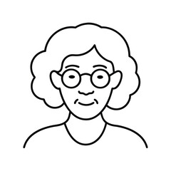  Minimalist Line Art Portrait Elderly Woman Vector
