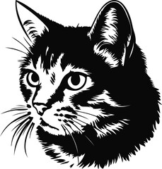 Fototapeta premium Cute Cat Head Outline Silhouette Design