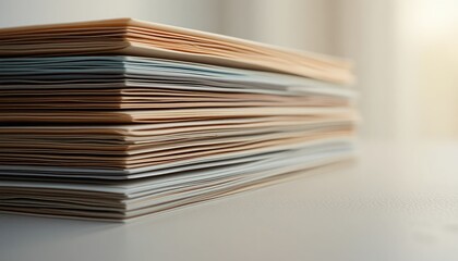 Document stacks office workspace image type professional environment close-up view organizational concept for efficient management