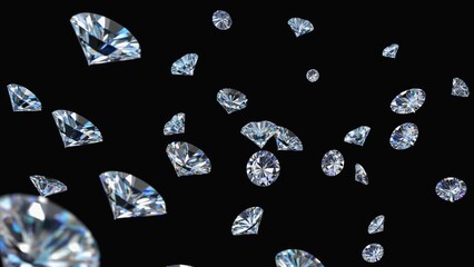 A cluster of diamonds soaring through the air