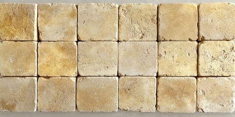 Fototapeta premium Natural stone tiles arranged in a grid pattern on a neutral background 