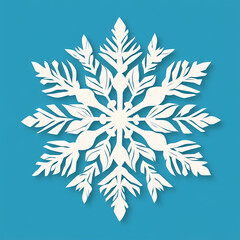 Intricate white snowflake design on a bright blue background Generative AI