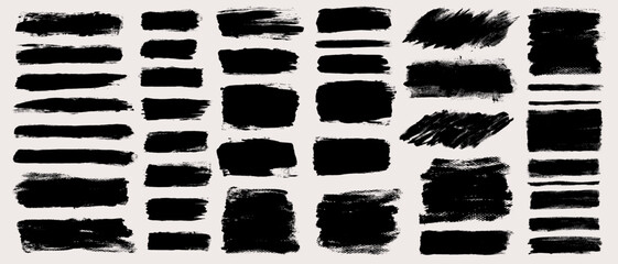 Vector brush stroke backgrounds collection. Painted rectangle, square, diagonal, long and wide shapes. Grunge distress texture. Artistic brush banners
