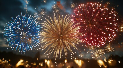 Fototapeta premium Spectacular Fireworks Display Illuminating the Night Sky