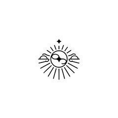 Minimalist Sun Logo: Celestial, Modern Line Art Icon