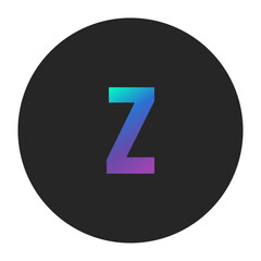 Gradient Letter z in Blue to Purple Shades on Black Circle Background &ndash; Modern Icon for Digital Branding