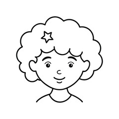 Line Art Child with Curly Hair Illustration