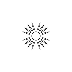 Minimalist Line Art Sun Icon on Light Grey Background