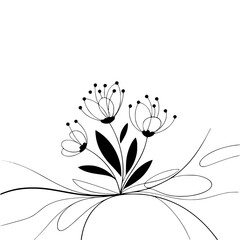 Minimalist Black & White Floral Illustration, Elegant Design