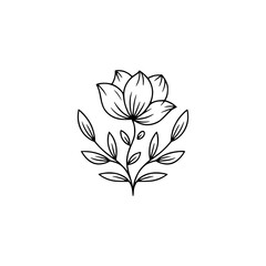 Elegant Floral Line Art Illustration for Branding and Design
