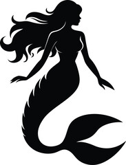 Enchanting Mermaid Silhouette Vector & Icon Logo