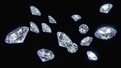 A cluster of diamonds suspended in mid-air
