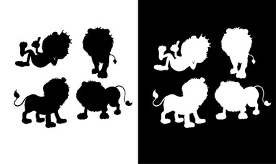 lion silhouette set illustration, animal silhouette set illustration vector design, animal, wild animal silhouettes, wild animal, pet, group, silhouette, black, cow, bird, fly, camel, rabbit, hen, 