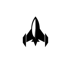 Fototapeta premium Minimalist Rocket Ship Icon on Geometric Background