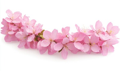 Naklejka premium Pink cherry blossom branch isolated on white for spring designs