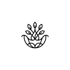 Minimalist Floral Logo: Elegant Line Art with Leaves