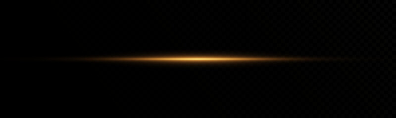 
Yellow horizontal glare pack. Laser beams, horizontal light beams. Speed ​​lines. Bright flash