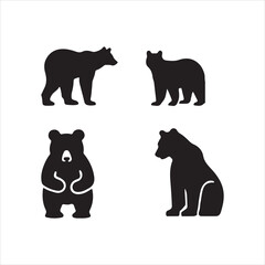 set of bear silhouettes