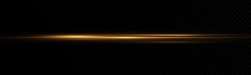 
Yellow horizontal glare pack. Laser beams, horizontal light beams. Speed ​​lines. Bright flash