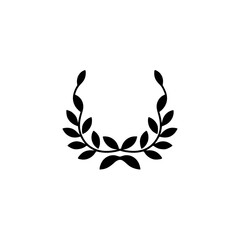 Black Laurel Wreath on White: Minimalist Vector, Award & Achievement Concept