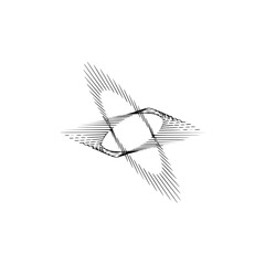 Abstract Geometric Starburst with Line Art on White Background