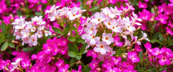 Obraz premium Fragrant white & pink Bacopa monnieri blossoms in a pink garden, landscaping, white, image