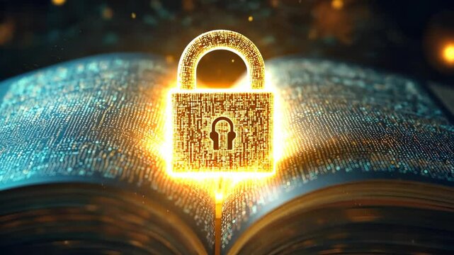 Lock sign on Book . Book day concept