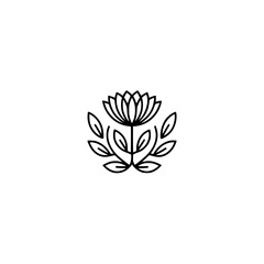 Fototapeta premium Minimalist Floral Line Art Logo, Elegant Botanical Design