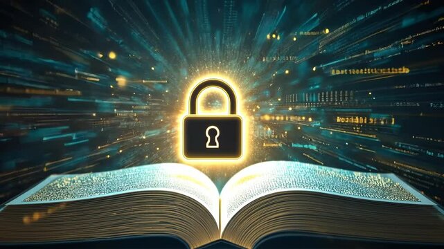 Lock sign on Book . Book day concept