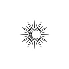 Sun & Moon Celestial Line Art, Minimalist Design