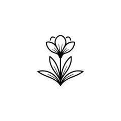 Minimalist Floral Line Art Logo, Black and White, Clean Design