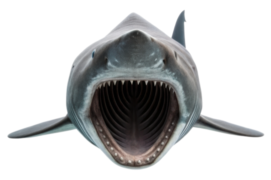 Vivid shark portrait showcasing open mouth with sharp teeth for marine life enthusiasts and educational use