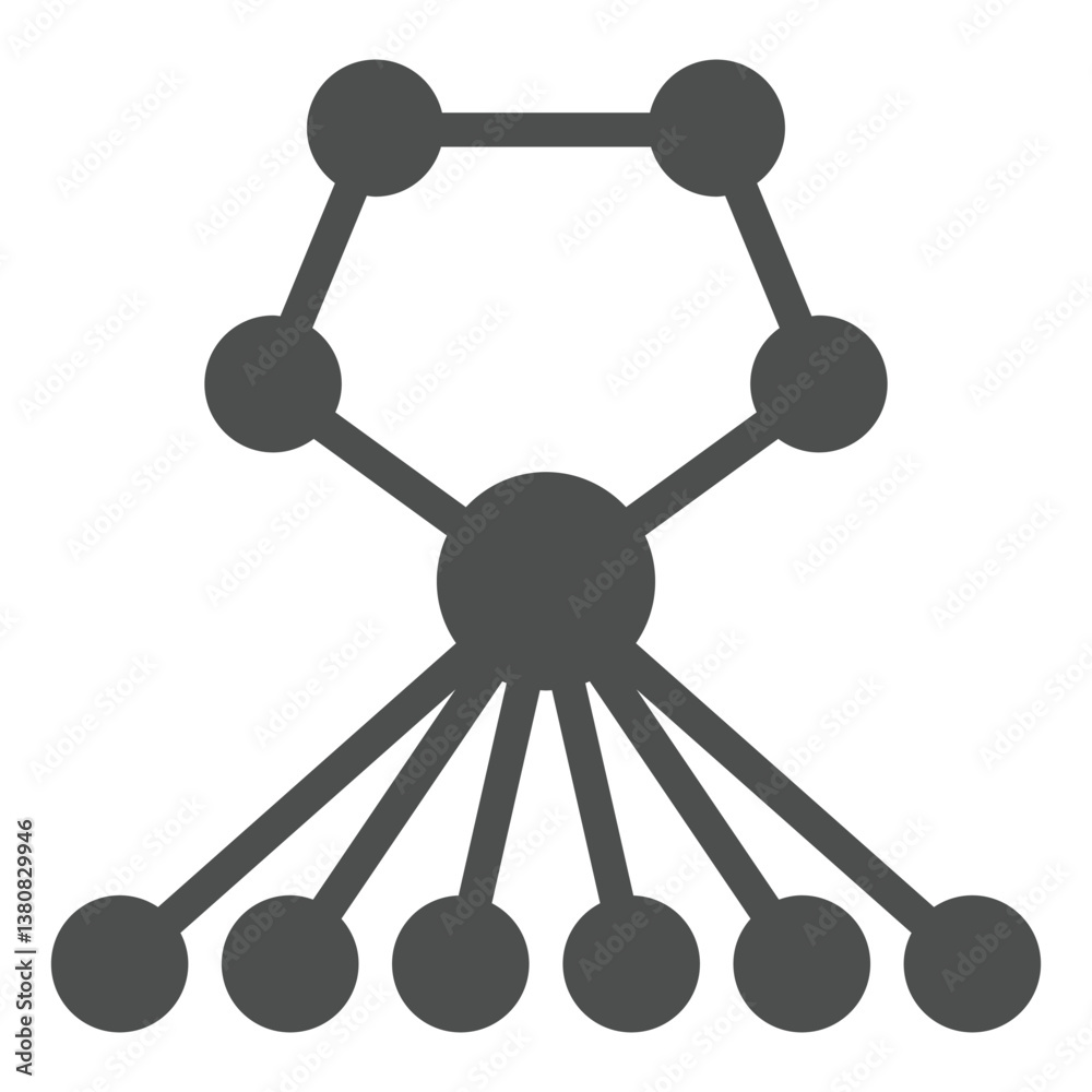 Poster polygonal net with connections solid icon, neural network concept. vector graphics. network structur
