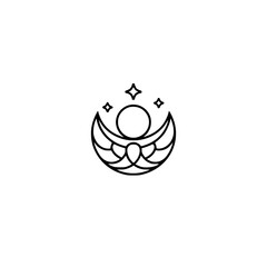 Minimalist Angel Logo with Stars - Modern Celestial Design