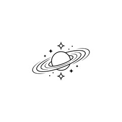 Minimalist Saturn Planet Illustration with Stars - Celestial Design