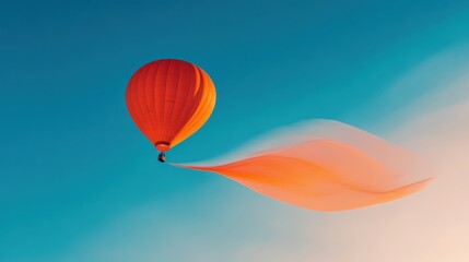 Obraz premium A single balloon drifting away into the sky during a festival.