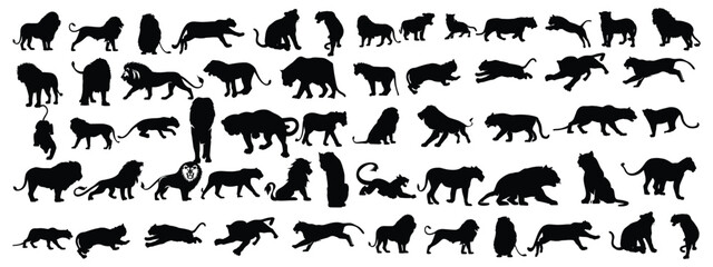 Obraz premium Hand drawn silhouette of male lion