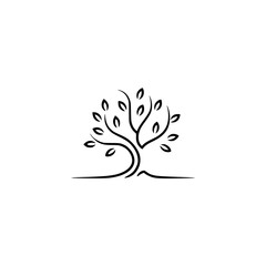Minimalist Tree Logo: Black Line Art on White Background