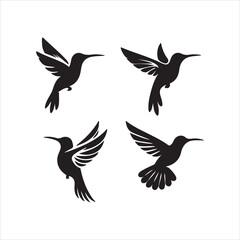 set of silhouettes of birds