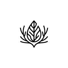 Minimalist Leaf & Branch Logo, Eco-Friendly Design, Black on White