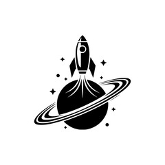 Black and White Rocket Launch Logo - Space Exploration Design © MatandSterre