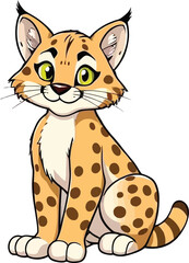cartoon a illustrator vector bobcat  with a white backround