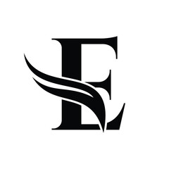 Initial letter E logo and wings symbol. Wings design element, initial Letter E logo Icon, Initial Logo Template