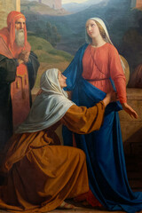 Painting of Visitation of the Virgin Mary to her pregnant cousin Elizabeth.