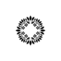 Minimalist Floral Wreath Icon, Elegant Black and White Design