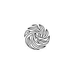 Minimalist Swirl Logo Design with Leaves - Vector Icon on White
