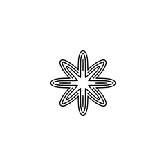 Minimalist Eight-Pointed Star Icon, Black Lines, White Background