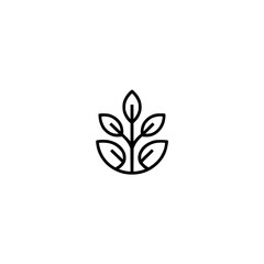 Minimalist Leafy Branch Logo on White Background