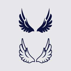 Wings logo and animal wings icon sign stock logo design graphic illustration
